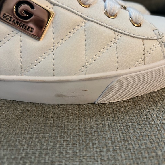 NWOT Guess GBG Los Angeles Marti White & Brown Quilted Lace Up Sneakers Size 11 - Picture 5 of 13